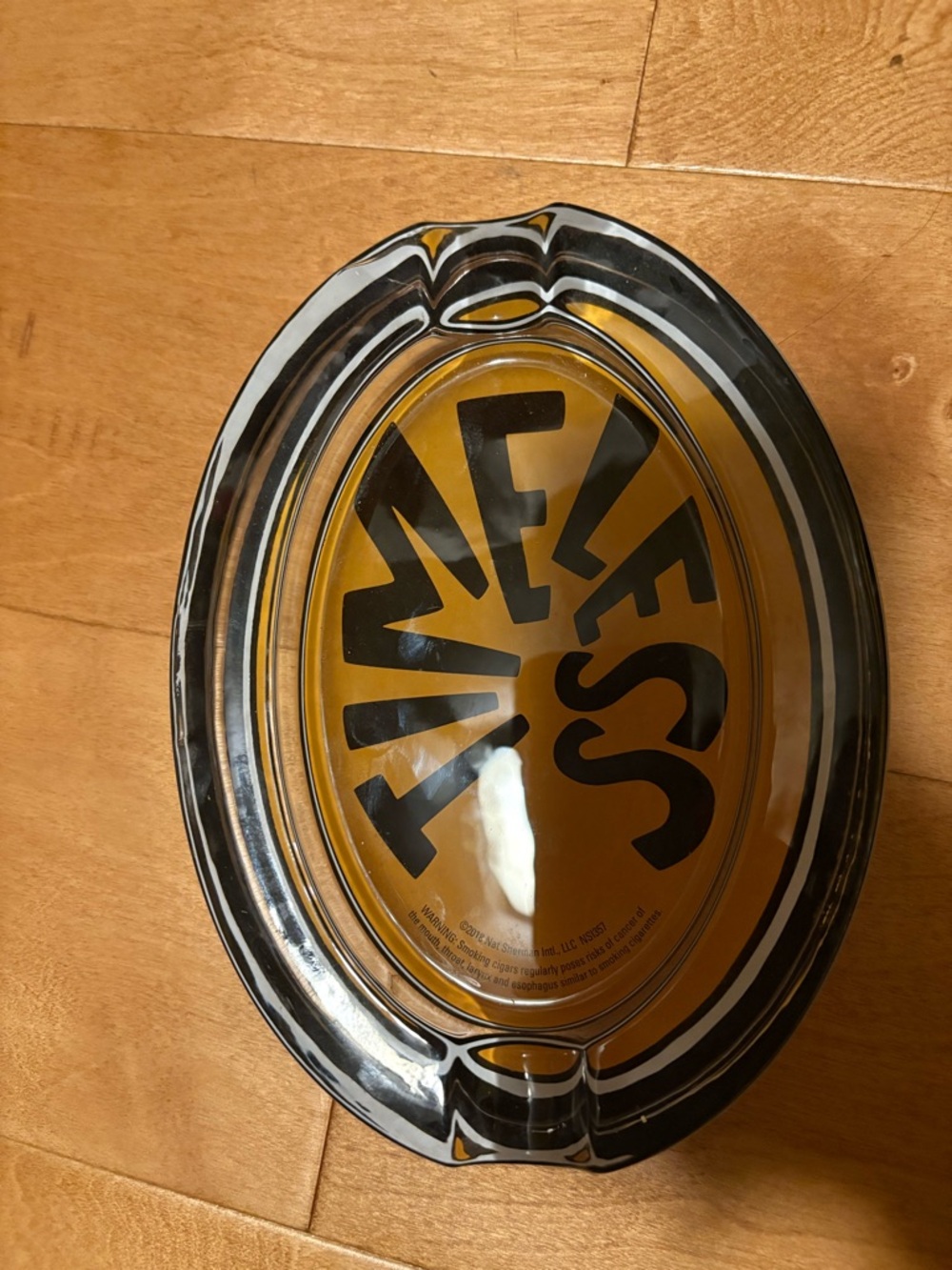 Nat Sherman Timeless Crystal Glass Ashtray yellow black
